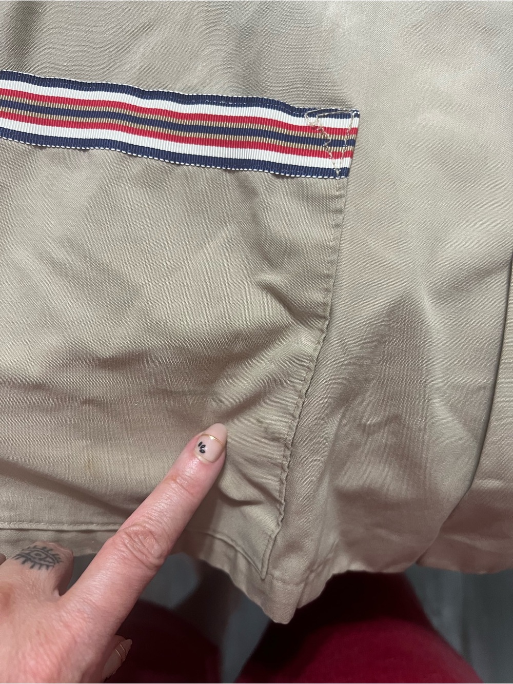 Vintage Christian Dior Work Shirt Button-Down Women's Large Tan, Blue White red - Picture 4 of 16